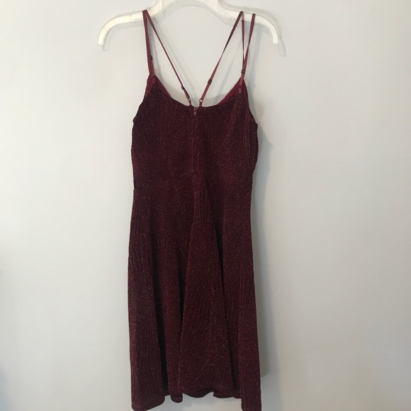 Short, Maroon, Sparkly Skater Dress. Size Small - Picture 3 of 4